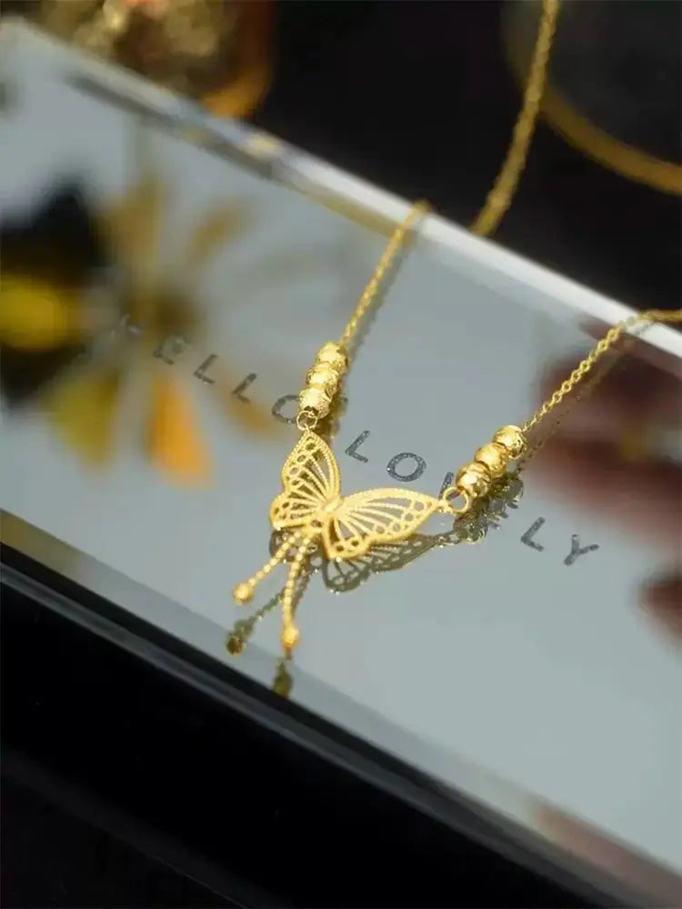 Elegant Gold Butterfly Pendant Necklace