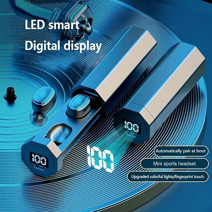 سماعات أذن لاسلكية حقيقية مع شاشة عرض رقمية