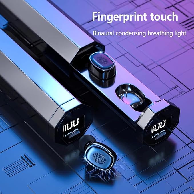 سماعات أذن لاسلكية حقيقية مع شاشة عرض رقمية