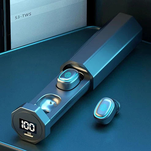 سماعات أذن لاسلكية حقيقية مع شاشة عرض رقمية